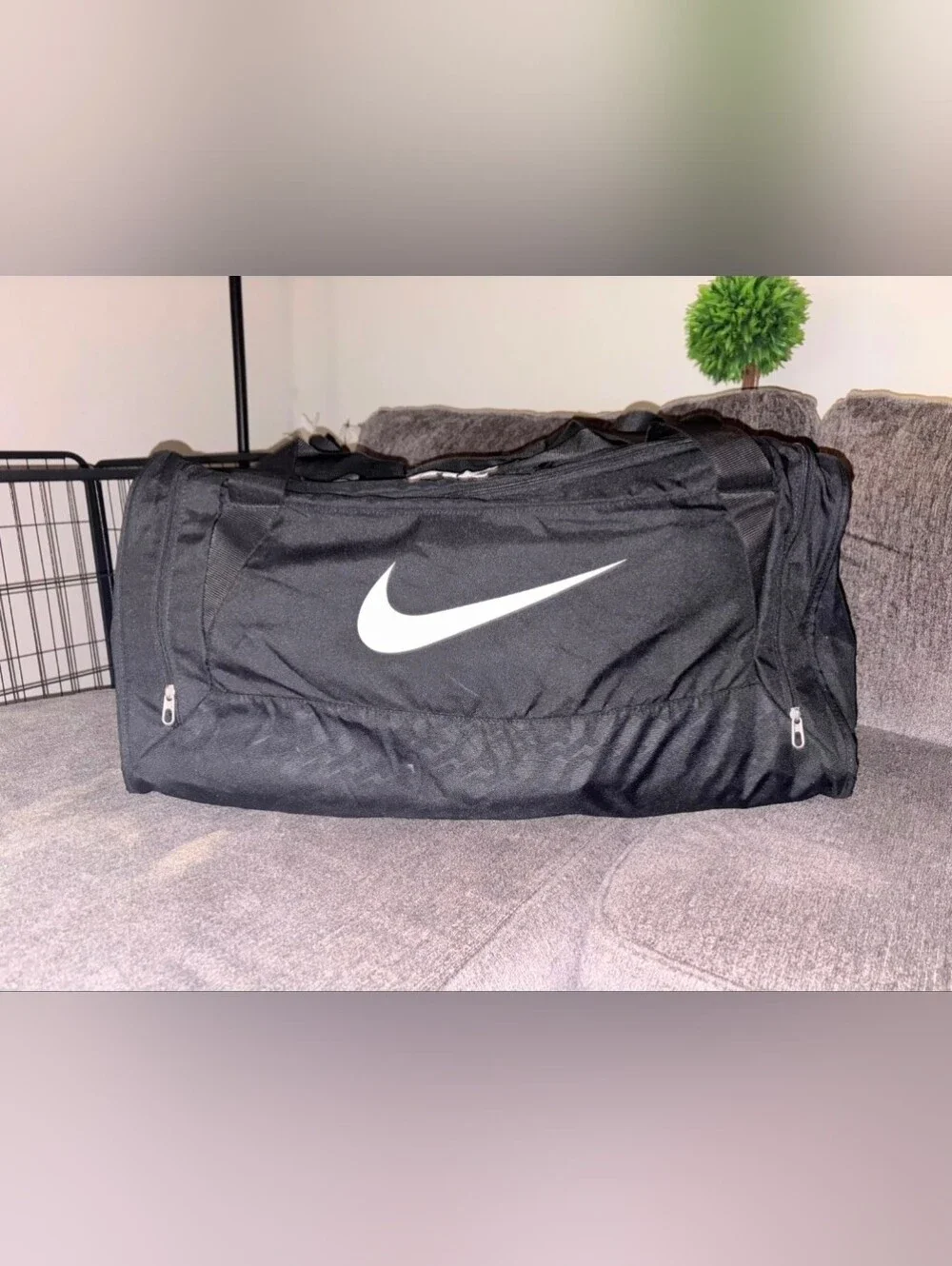 Nike Large Black Duffle Bag with White Swoosh